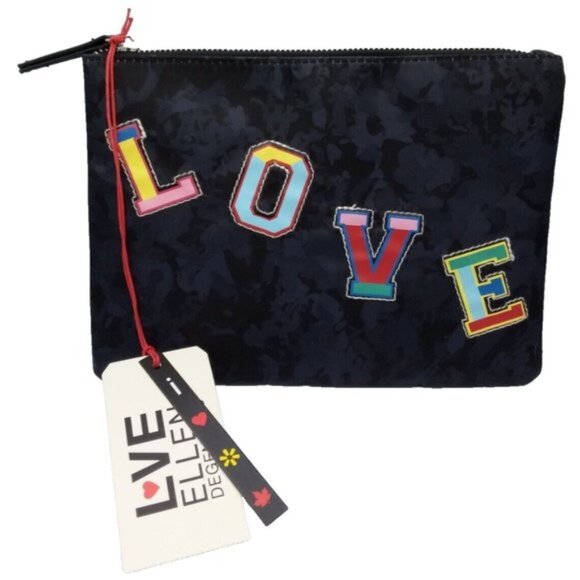 Love Ellen Degeneres Zippered Pouch Cosmetic Jewelry Bag Case Navy Tv Celebrity - Picture 5 of 8